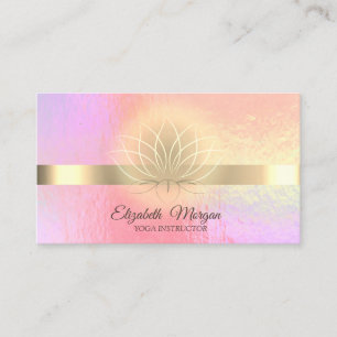 Trendy Holographic,Gold, Lotus Yoga Instructor Business Card