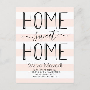 Trendy Home Sweet Home Typography Blush Moving Announcement Postcard