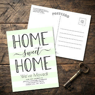 Trendy Home Sweet Home Typography Mint Moving Announcement Postcard