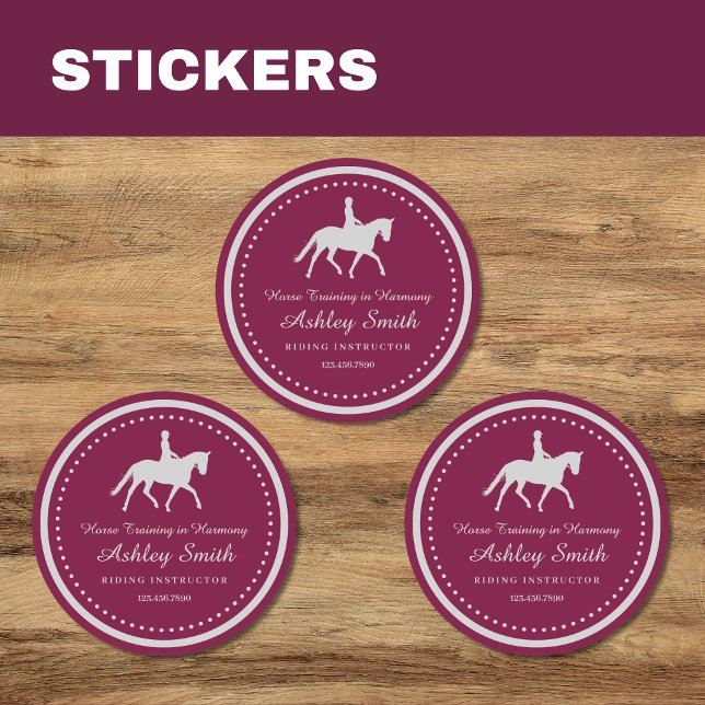 Trendy Horse Training Business Sticker (Trendy Horse Training Business Sticker Purple)