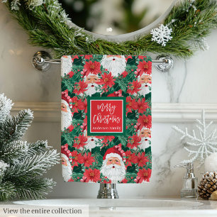 Trendy hot pink and red Christmas preppy towels