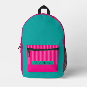 Trendy Hot Pink and Teal Printed Backpack