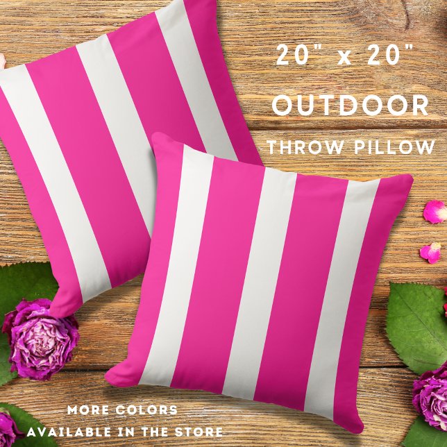 Trendy Hot Pink And White Cabana Stripe  Cushion (Creator Uploaded)