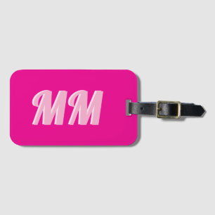 Trendy Hot Pink Bright Modern Monogram Initial Luggage Tag
