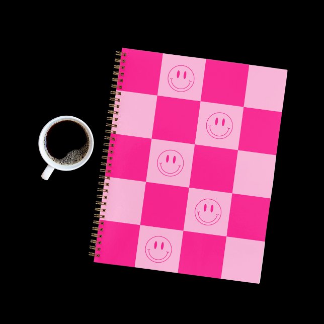 Trendy Hot Pink Chequered & Happy Smile Notebook (Creator Uploaded)