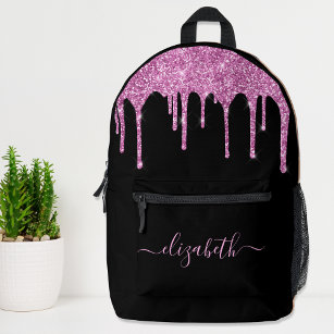 Trendy Hot Pink Glitter Personalised Printed Backpack