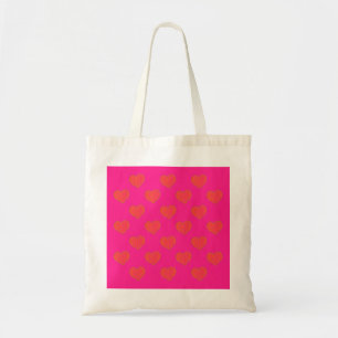 Trendy Hot Pink & Orange Heart Pattern Tote Bag
