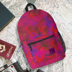 Trendy Hot Pink Red Violet Tie Dye Hippie Pattern Printed Backpack