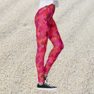 Trendy Hot Pink Retro Pattern Leggings