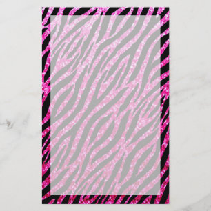 Trendy Hot Pink Zebra Print Glitz Glitter Sparkles Stationery