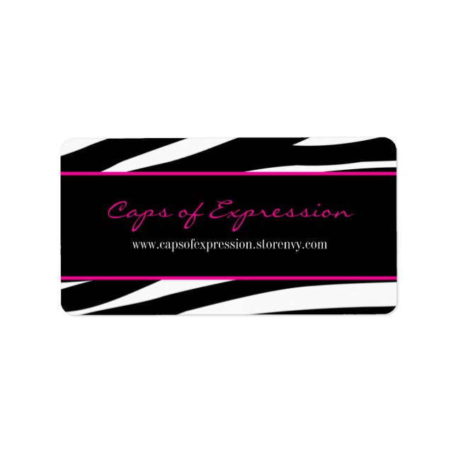 Trendy hot pink zebra stripes address label (Front)
