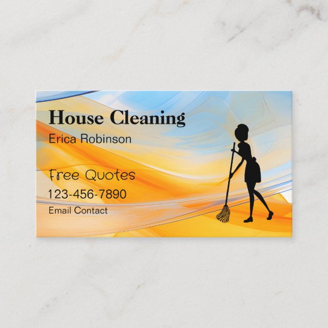 Trendy House Cleaning Unique Business Cards (Front)