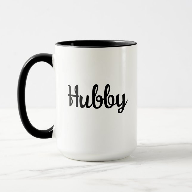Trendy Hubby Mug, Personalised Text Coffee Mug (Left)