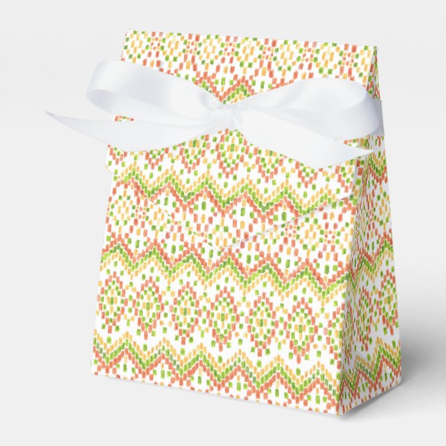 Trendy Ikat Pattern on White to Customise Favour Box (Front Side)