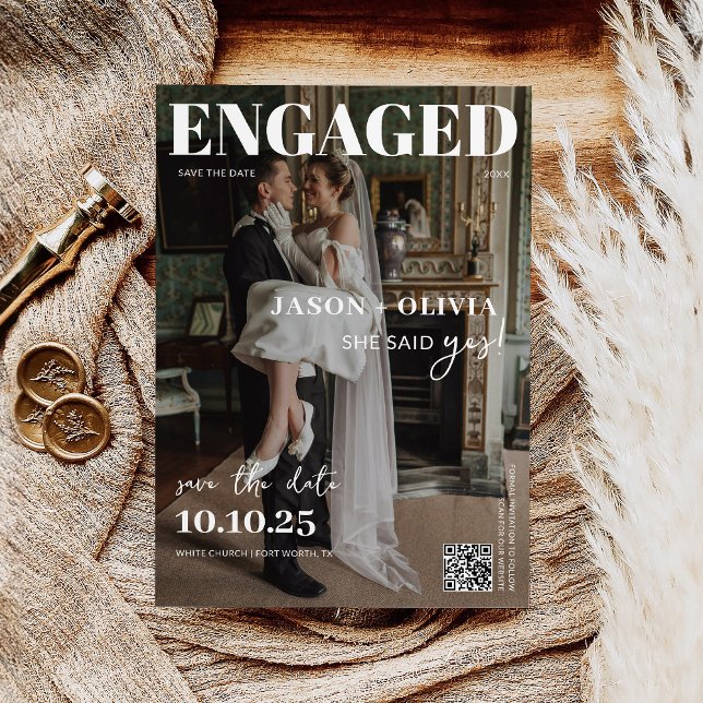 Trendy In Style Magazine Cover Wedding Save The Date (Creator Uploaded)