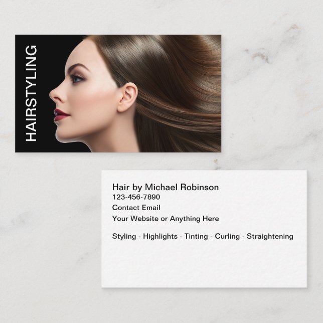 Trendy Independent Hairstylist Business Cards (Front/Back)