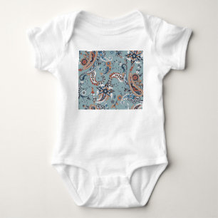 Trendy Indian paisley: seamless background. Baby Bodysuit