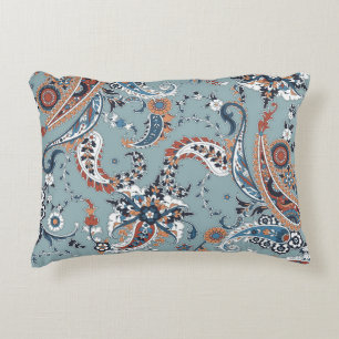 Trendy Indian paisley: seamless background. Decorative Cushion