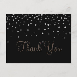 Trendy Inexpensiv Blue Glitter Black Thank You Postcard