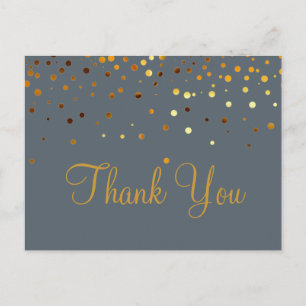 Trendy Inexpensiv Gold Glitter Blue Thank You Postcard