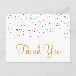 Trendy Inexpensiv Gold Glitter White Thank You Pos Postcard