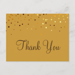 Trendy Inexpensiv Gold Glitter Yellow Thank You Postcard