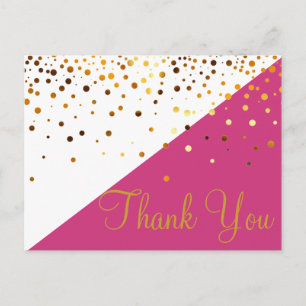 Trendy Inexpensive Gold Glitter Blue Thank You Pos Postcard