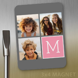 Trendy Instagram Photo Collage Custom Monogram Magnet