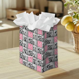 Trendy Instagram Photo Collage Custom Monogram Medium Gift Bag