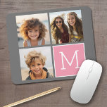 Trendy Instagram Photo Collage Custom Monogram Mouse Pad<br><div class="desc">Modern Pastel Pink and Grey - Use 3 square photos to create a unique and personal gift. Or you can keep the hipster puppy and make a trendy keepsake. If you need to adjust the pictures,  click on the customise tool to make changes.</div>