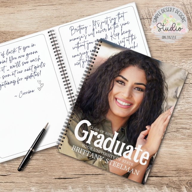 Trendy Instant Photo Graduation Party Guest Book (Modern Trendy Graduation Party Guest Book with space for  2 photos and instant photo scrapbook gift)