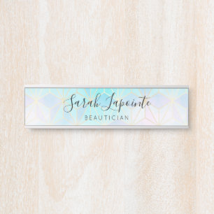 Trendy Iridescent & Pastel Geometric Pattern Door Sign