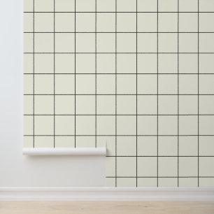 Trendy Ivory White 6" Grid Wallpaper