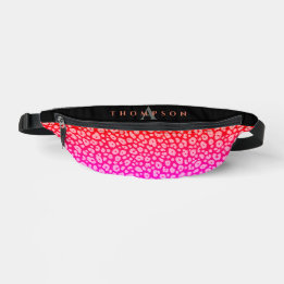 Trendy Jaguar Pink Gradient Monogram Name Bum Bags