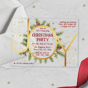 Trendy Joy Pine Boughs Wreath Christmas Party Acrylic Invitations