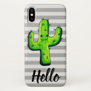 Trendy Kawaii Watercolor Cactus Hello Case-Mate iPhone Case