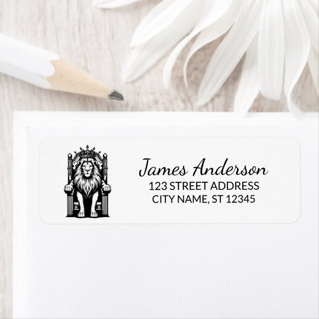 Trendy King Lion with crown Return Address (Insitu)