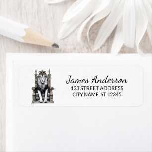 Trendy King Lion with crown Return Address
