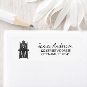Trendy King Lion with crown Return Address
