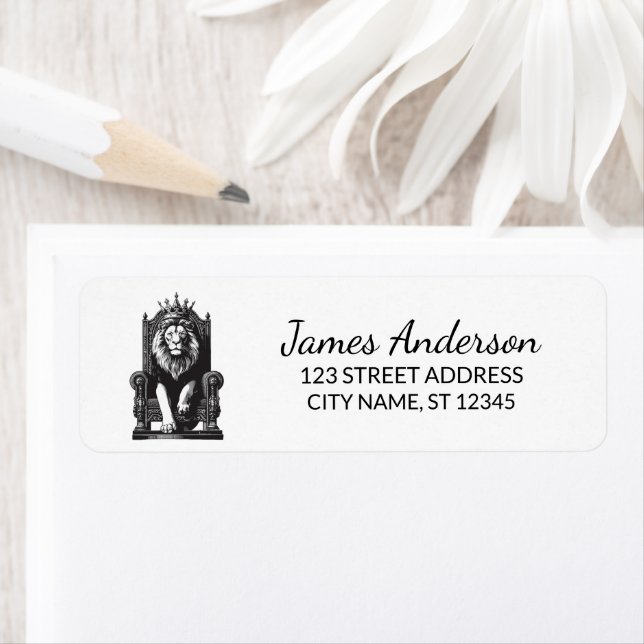 Trendy King Lion with crown Return Address (Insitu)
