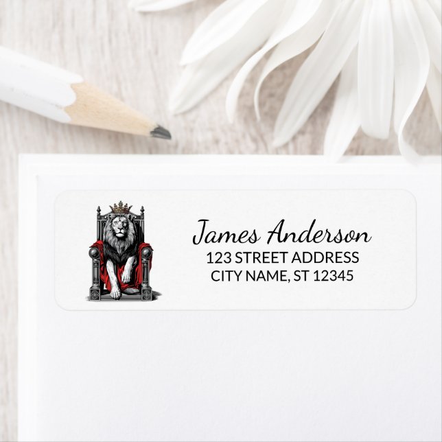 Trendy King Lion with crown Return Address (Insitu)