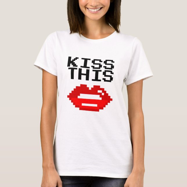 Trendy Kiss This Red Lips t shirt for women (Front)
