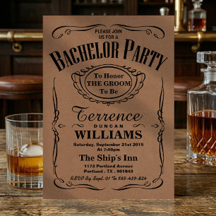 Trendy Kraft Typography Bachelor Party Invitation