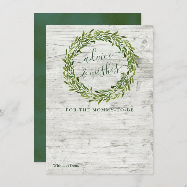 Trendy Laurel Wreath Greenery Baby Shower Advice Card (Front/Back)