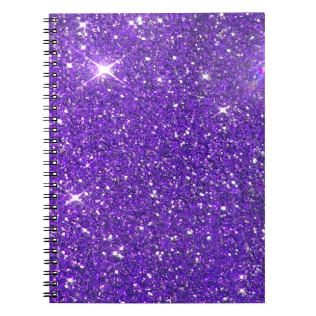 Trendy Lavender Purple Sparkling Glitter Glitz Spiral Notebook (Front)
