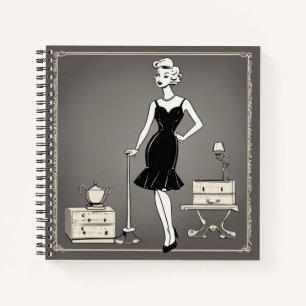 Trendy LBD Vintage Chic Little Black Dress Diary Notebook