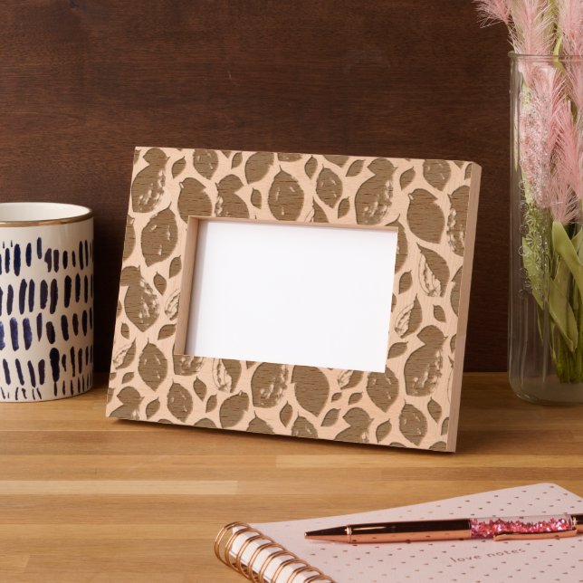 Trendy Leaf Foliage Pattern Botanical Photo Etched Frames (Left)