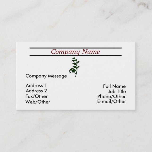 Trendy Leaf Stem Business Card Template (Front)
