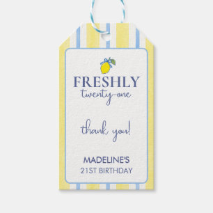 Trendy Lemon Aesthetic Freshly 21 Birthday Favour Gift Tags