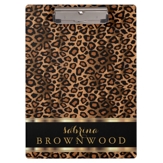 Trendy Leopard Animal Design Clipboard (Front)
